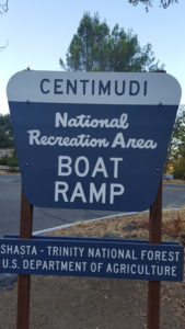 Sign overlooking Lake Shasta boat ramp